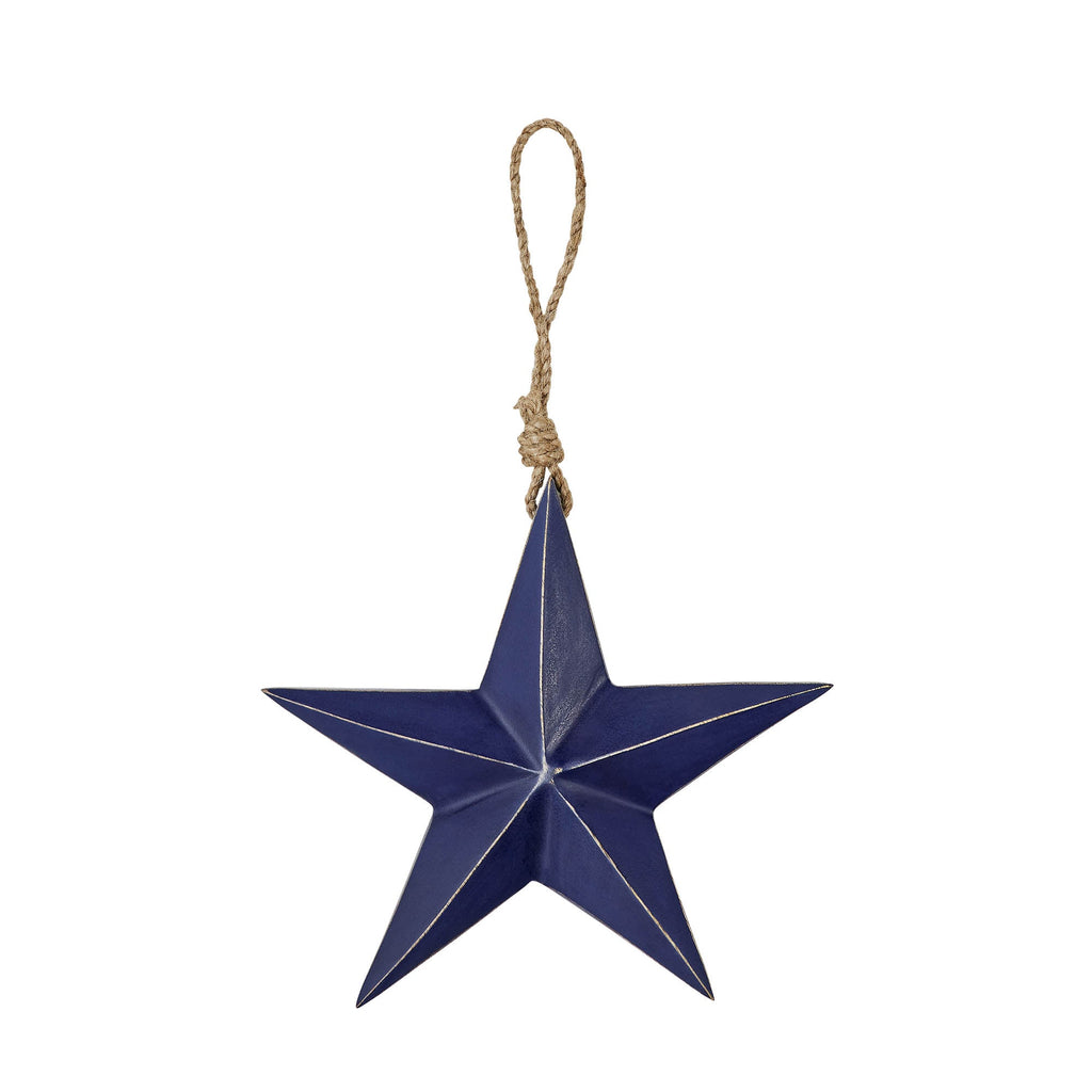 Blue Hanging Wooden Star Decoration - Olde Glory