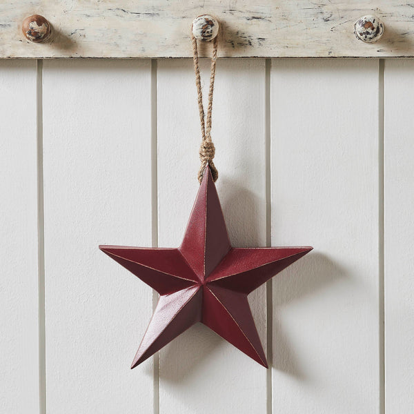 Burgundy Hanging Wooden Star Decoration - Olde Glory