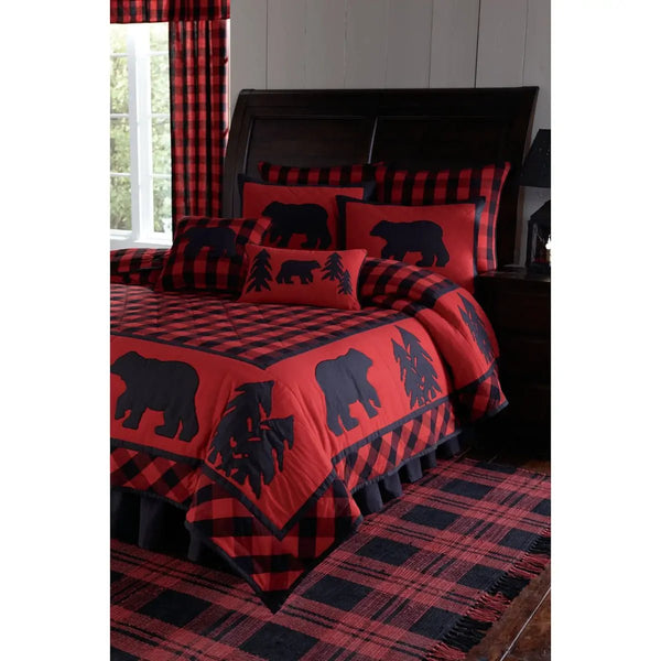 Sweet Home Collection Buffalo Check Comforter Set | Burgundy/Black Plaid & Solid Black | Microfiber, Polyester Fill