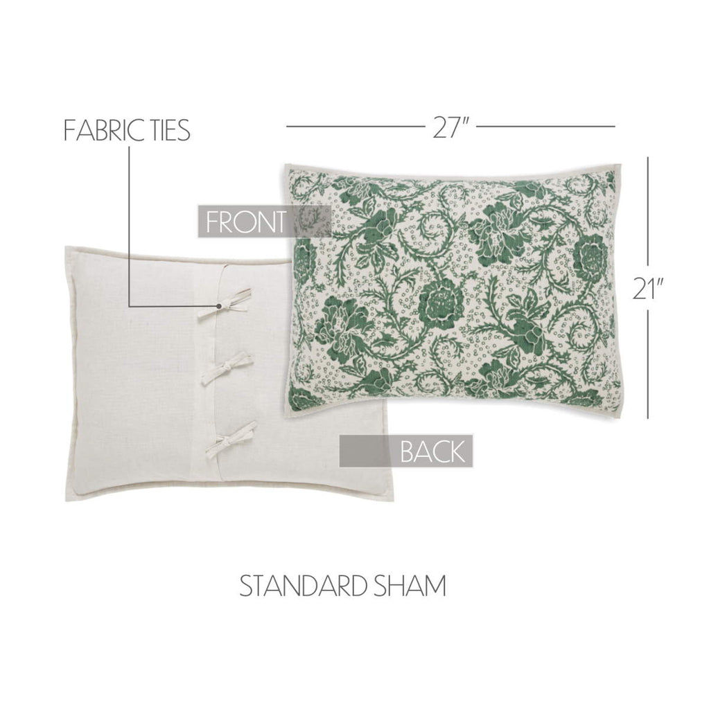 Dorset Green Quilted Pillow Sham - Olde Glory