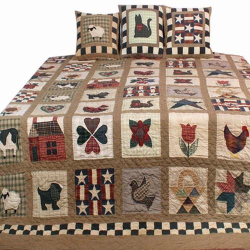 Folk Art Sampler Barn Cushion - Olde Glory