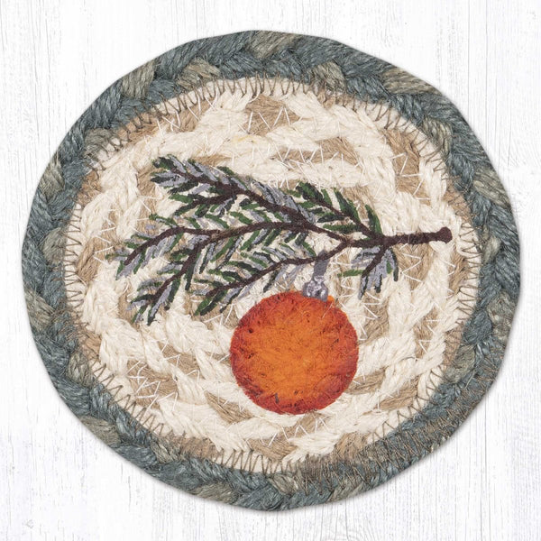 Ornament on Branch Braided Jute Coaster - Olde Glory