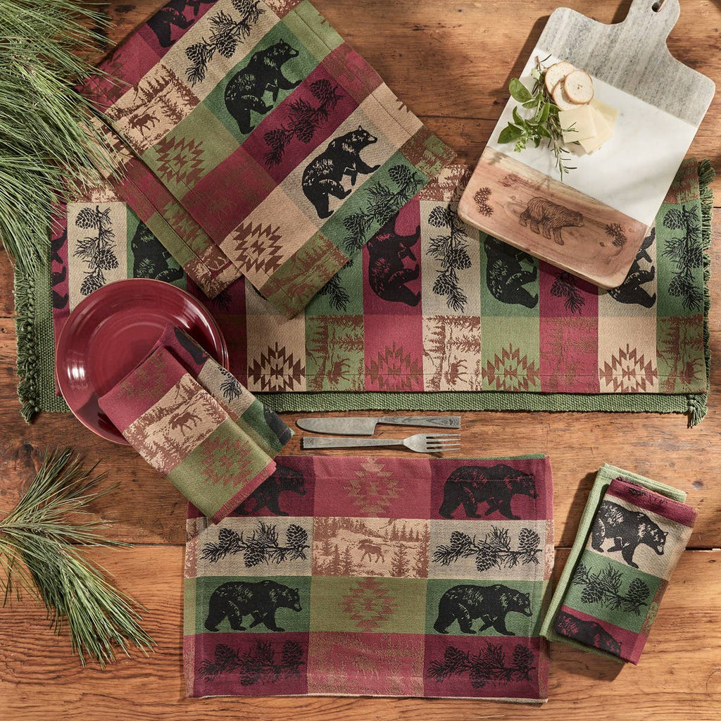 Pinecones And Trees Jacquard Table Runner - Olde Glory