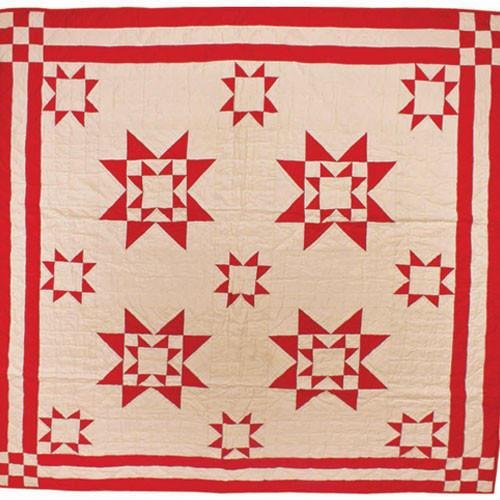 Red Tea Dyed Guiding Star Quilt - Olde Glory