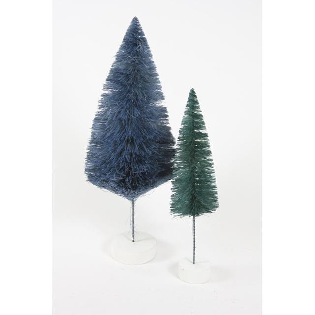 Set of 2 Teal Blue Bottle Brush Trees - Olde Glory