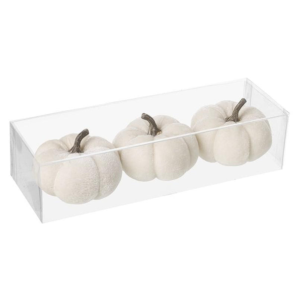 Set of 3 White Velvet Pumpkins - Olde Glory