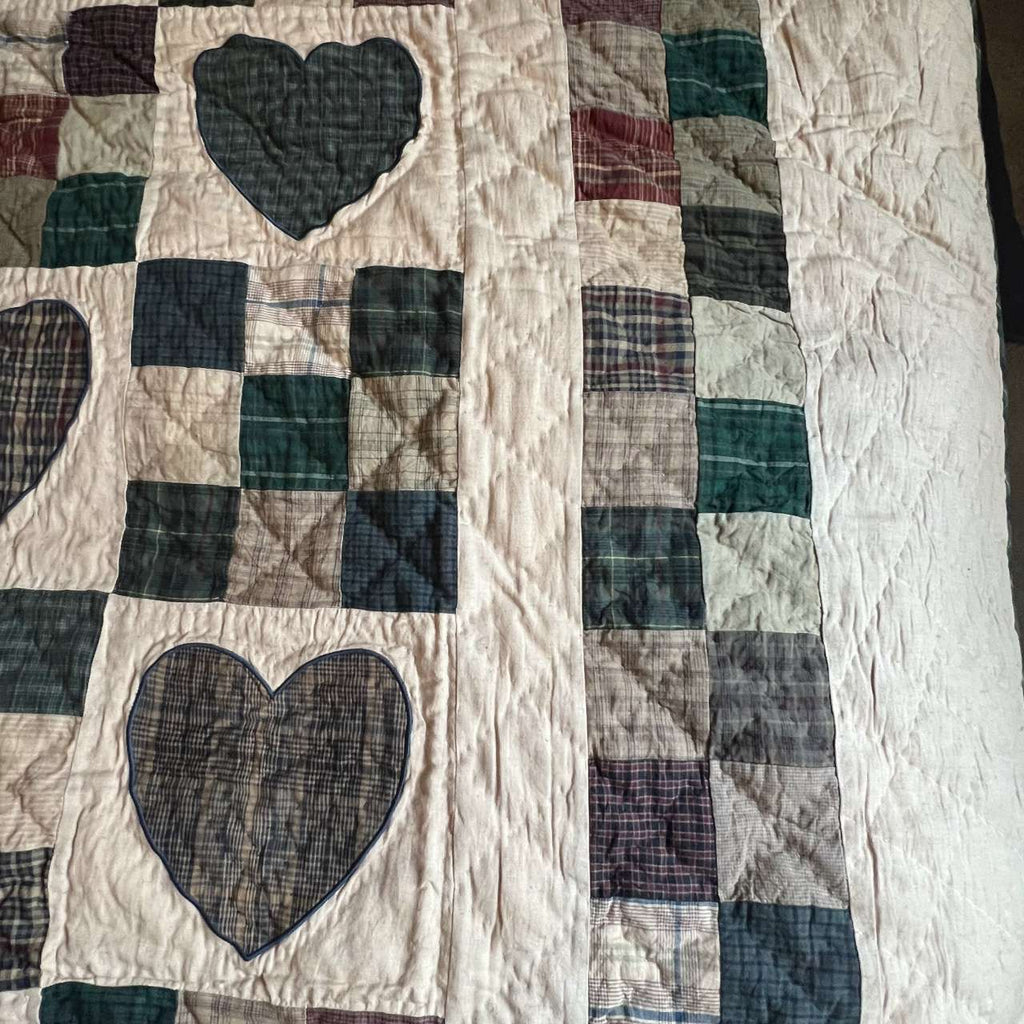 Single Primitive Country Hearts Quilt - Olde Glory