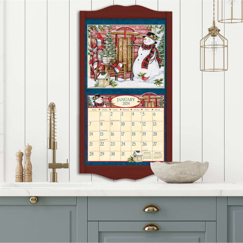 Vintage Red Wooden LANG Wall Calendar Frame - Olde Glory