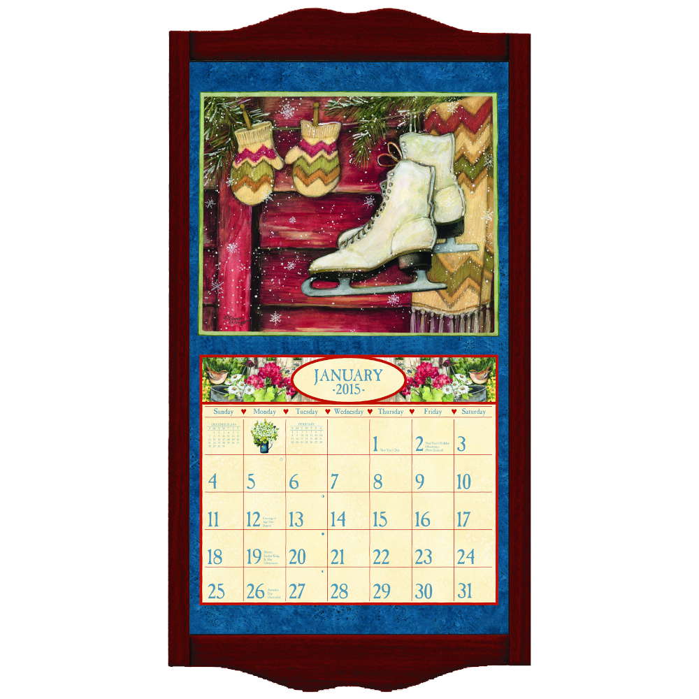 Vintage Red Wooden LANG Wall Calendar Frame - Olde Glory