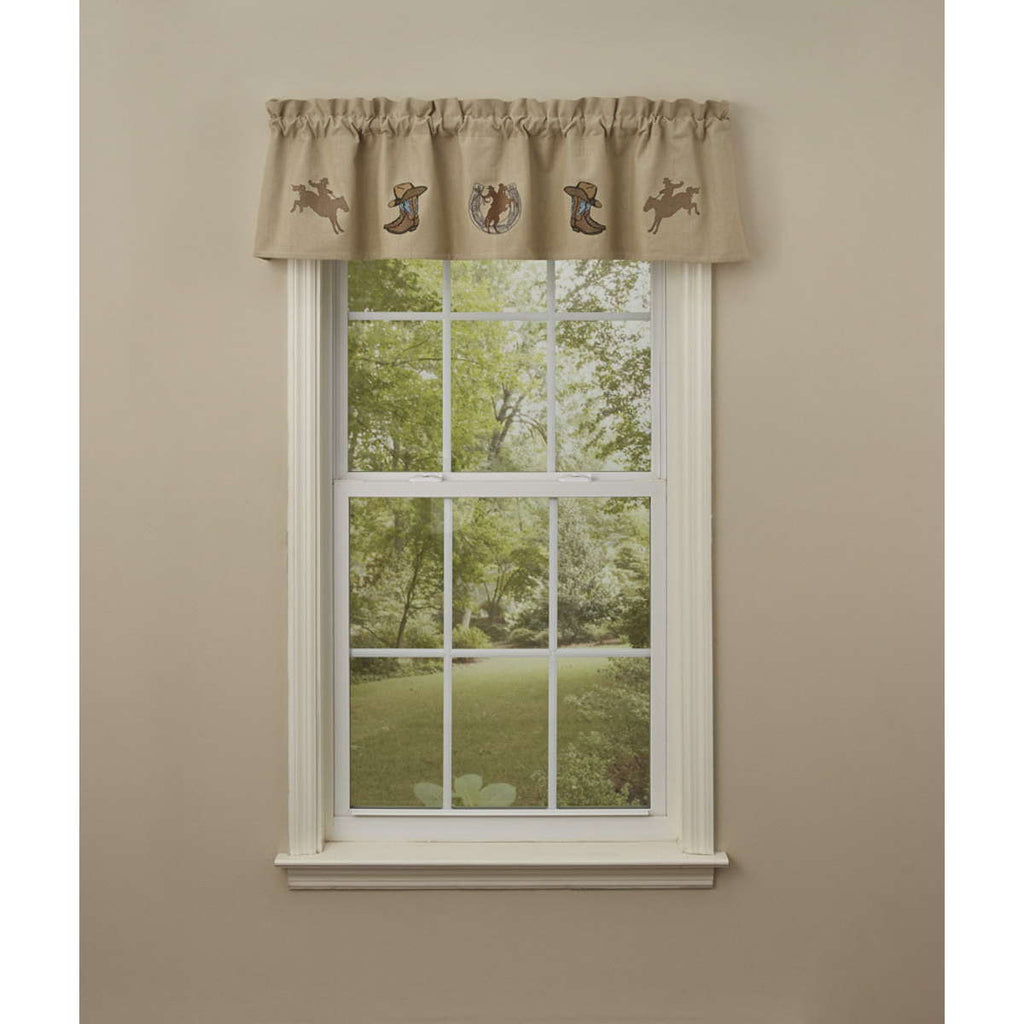 Western Embroidered Lined Valance - Olde Glory