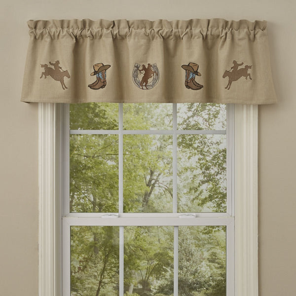 Western Embroidered Lined Valance - Olde Glory