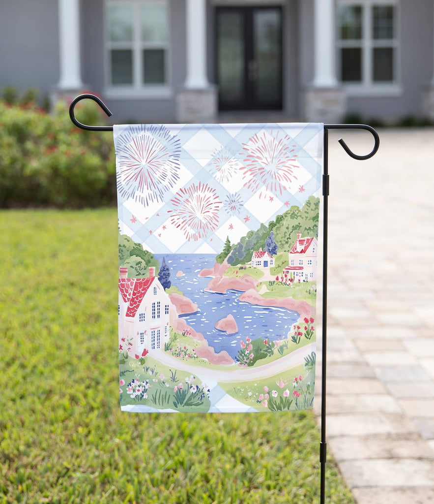 Seaside Fireworks Garden Flag