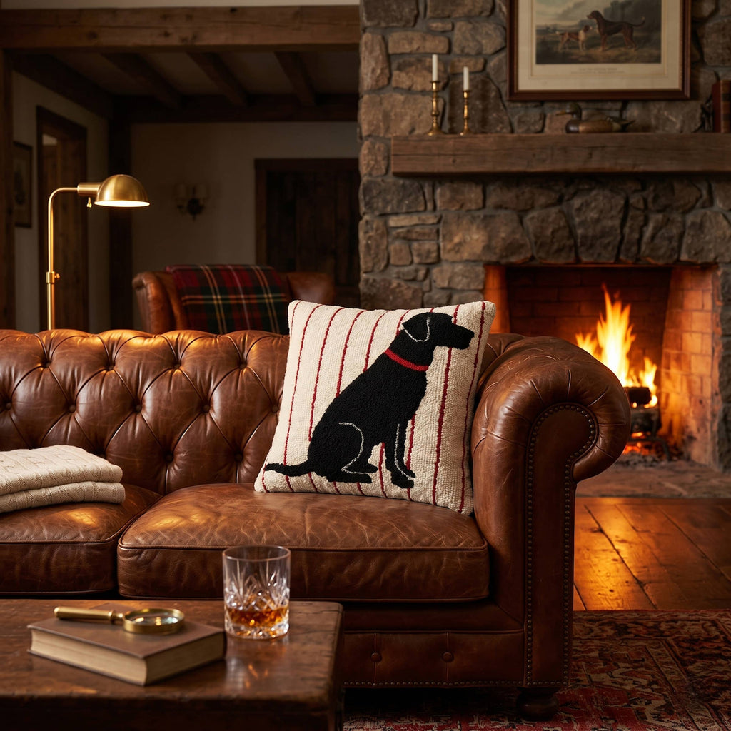 Labrador Stripe Hooked Cushion