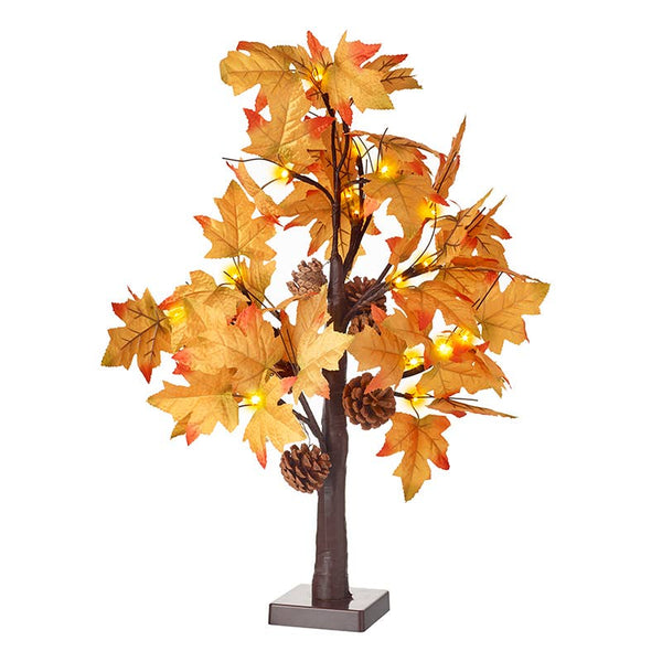 Autumn Leaves & Pinecones Light Up Tree