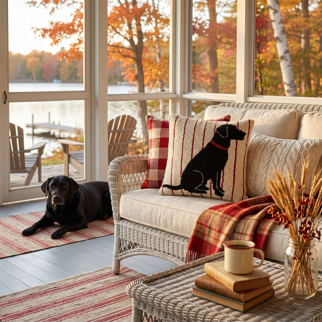 Labrador Stripe Hooked Cushion