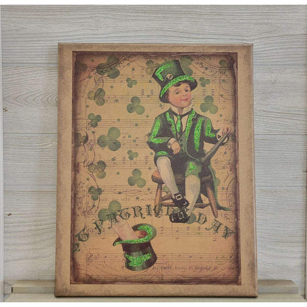 Vintage Style St Patrick's Day Boy Canvas