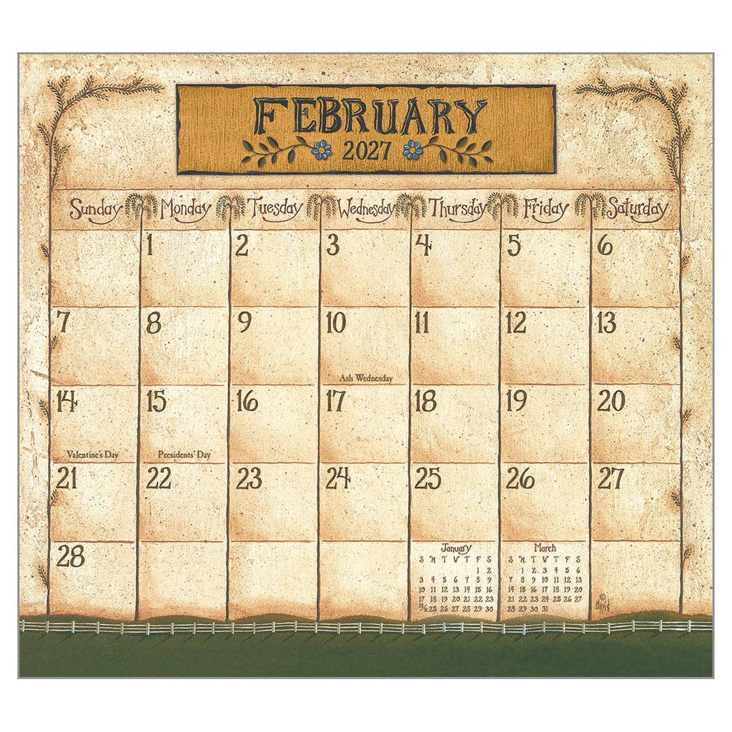 Folk Art by David 2027 Wall Calendar