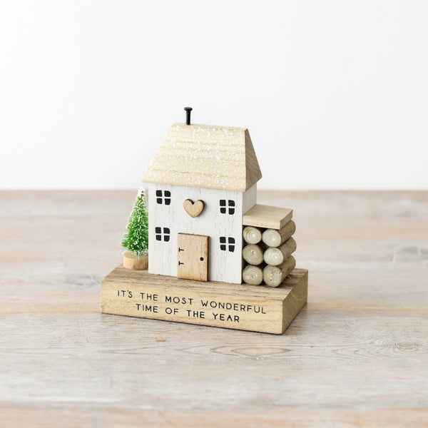 It's the Most wonderful Time Wooden House Block