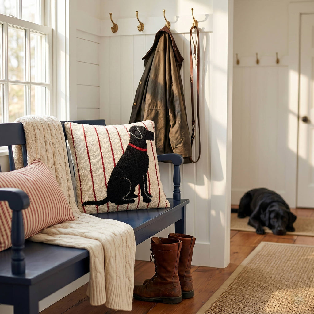 Labrador Stripe Hooked Cushion