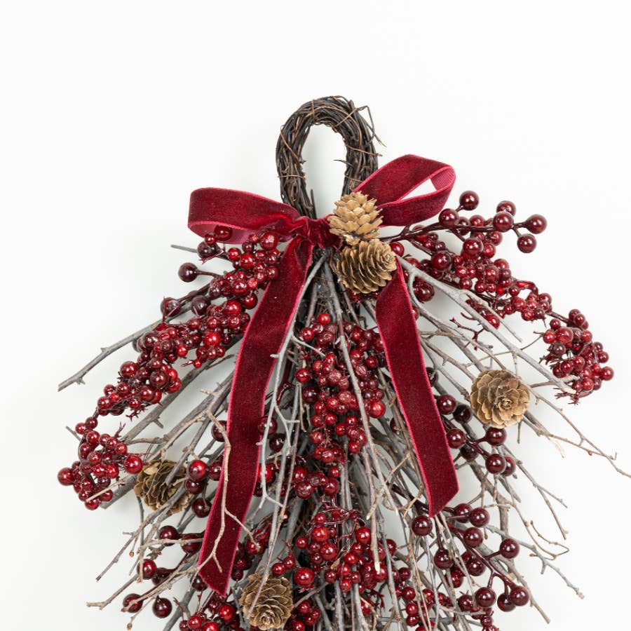 Red Berries and Twigs Festive Door Hanger