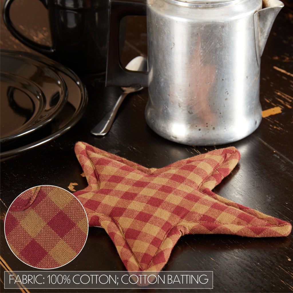 Burgundy Check Star Trivet