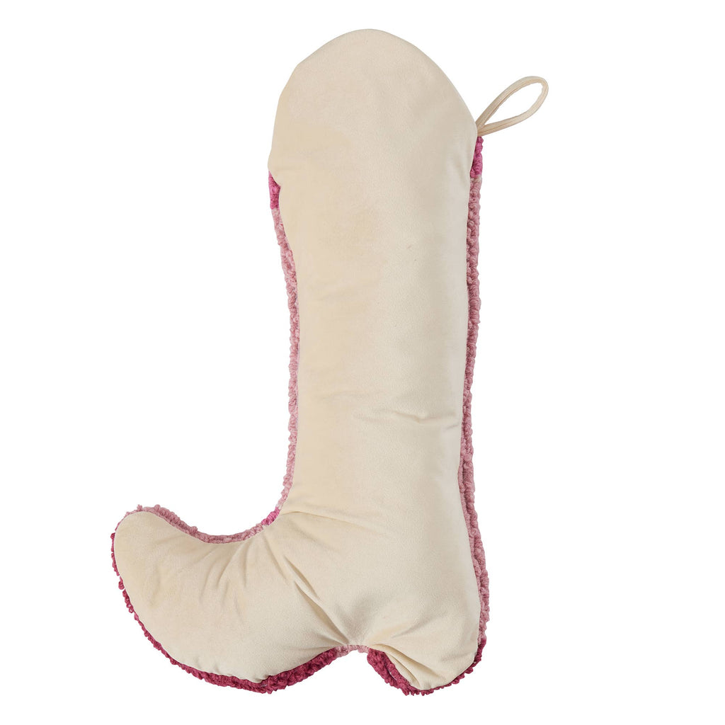 Pink Cowboy Boot Hooked Stocking