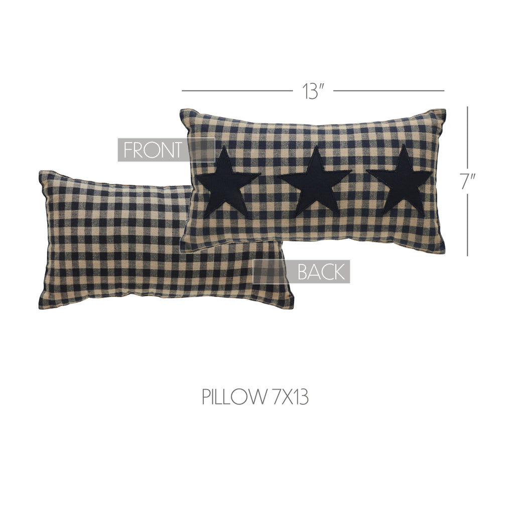 Small Black Check Star Oblong Cushion