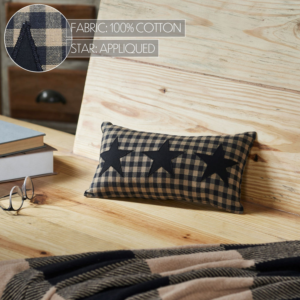 Small Black Check Star Oblong Cushion