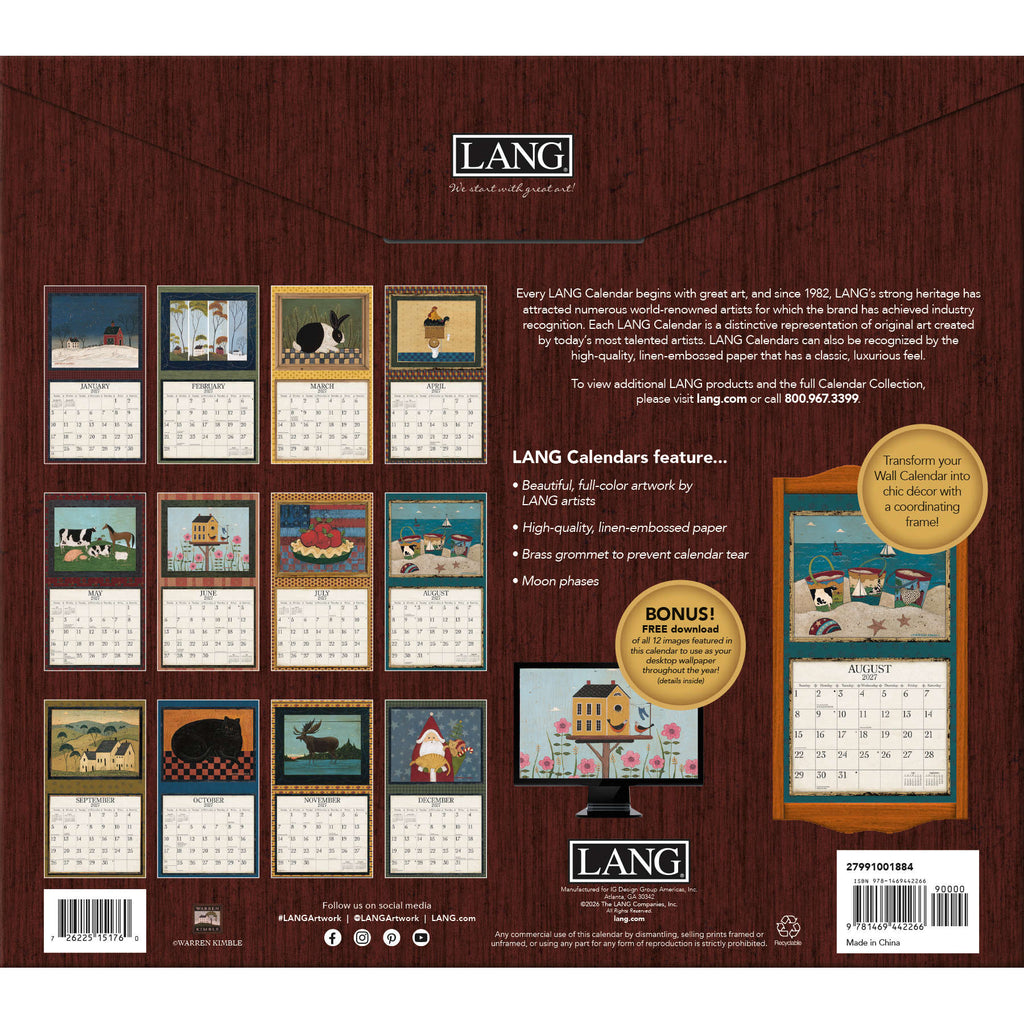 LANG Warren Kimble 2027 Wall Calendar