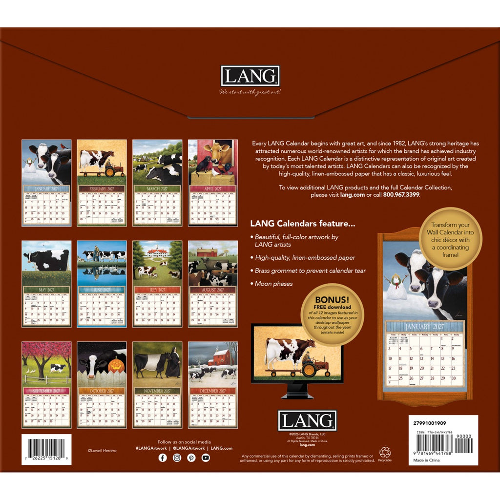 LANG Cows Cows Cows 2027 Wall Calendar