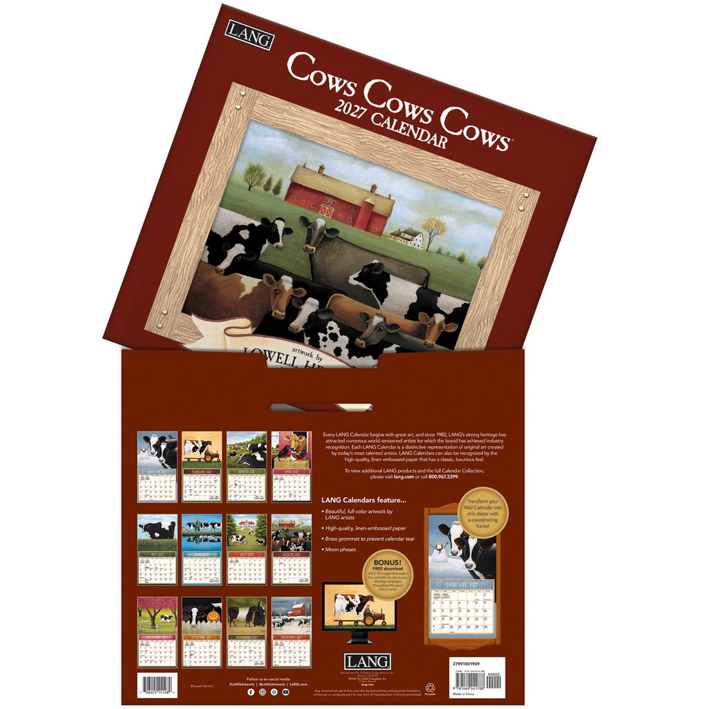 LANG Cows Cows Cows 2027 Wall Calendar