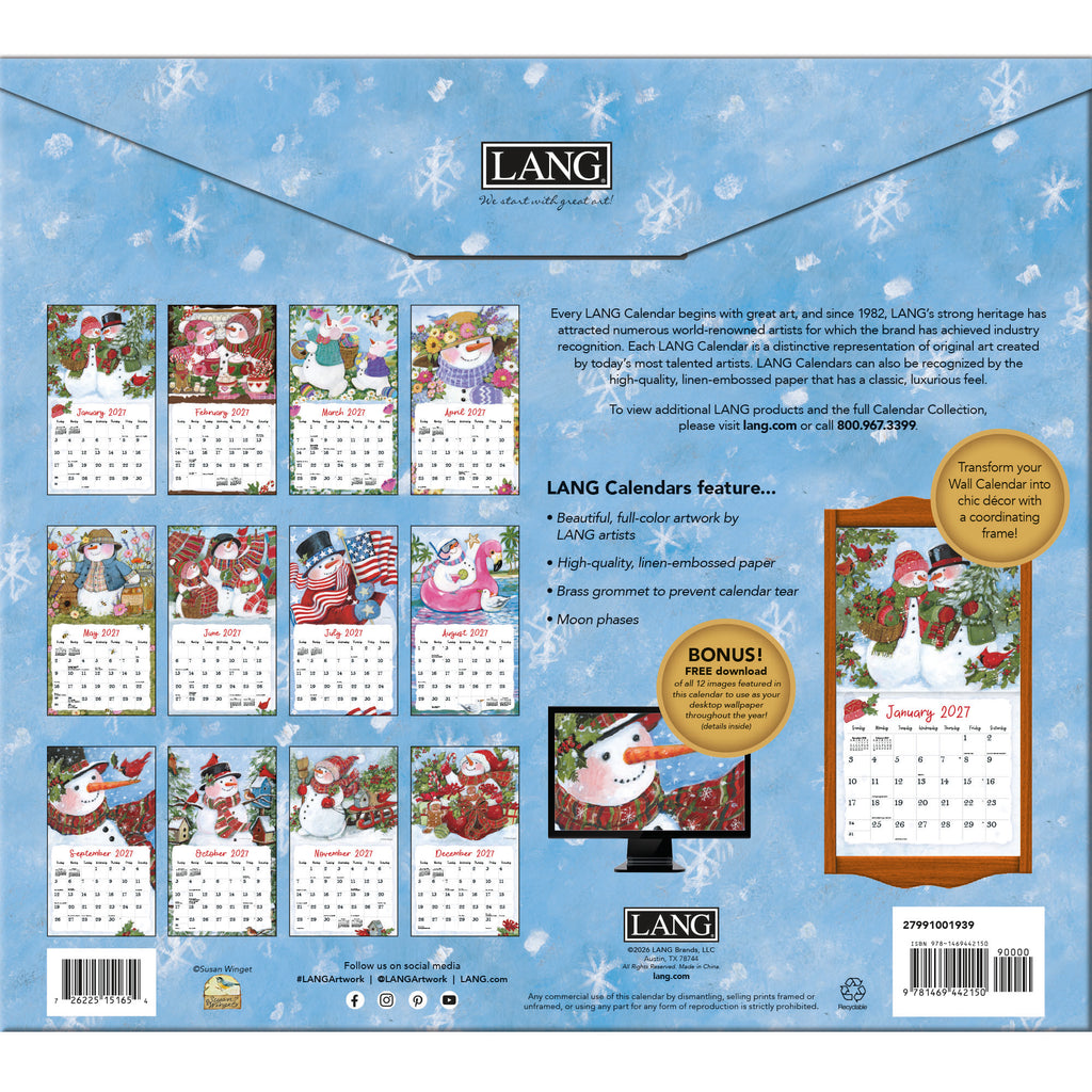 LANG Sam Snowman 2027 Wall Calendar