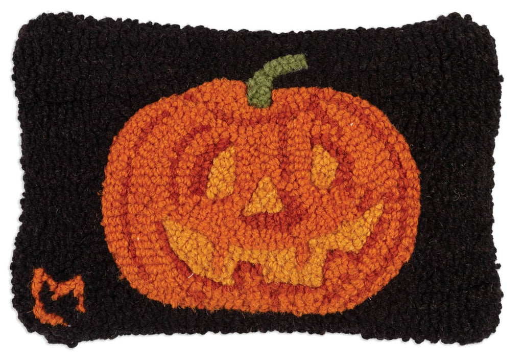 Jack O' Lantern Hooked Wool Cushion