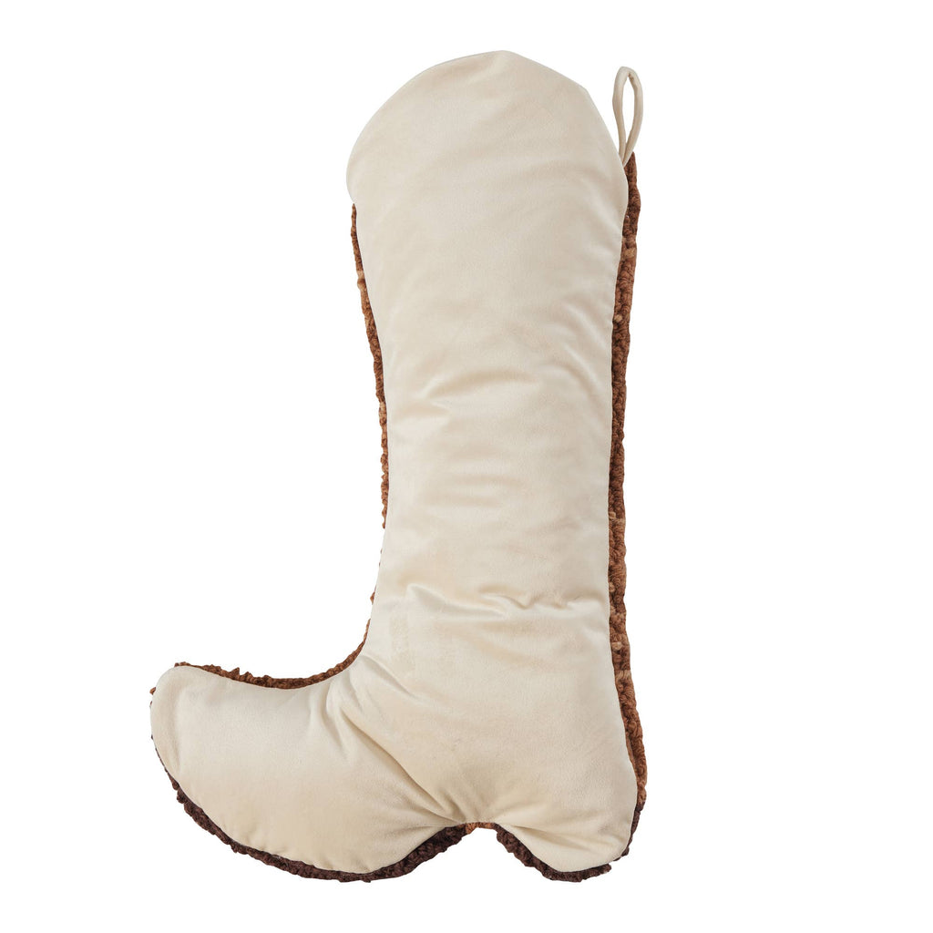 Brown Cowboy Boot Hooked Christmas Stocking