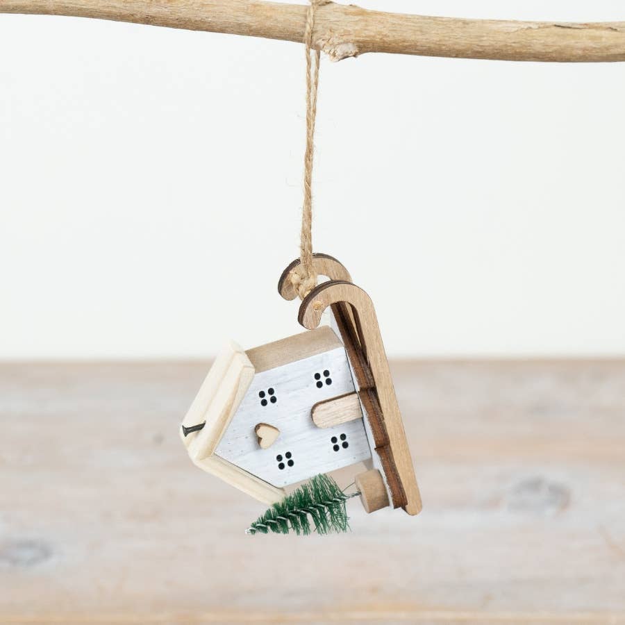 Alpine House on Sleigh Ornament