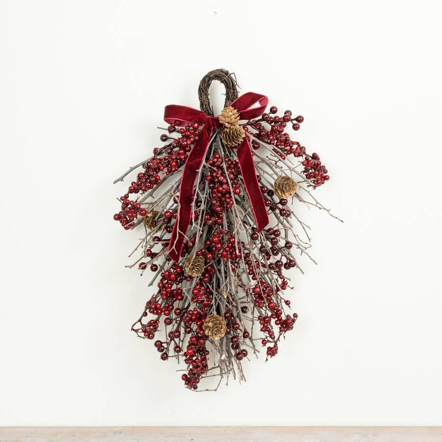 Red Berries and Twigs Festive Door Hanger