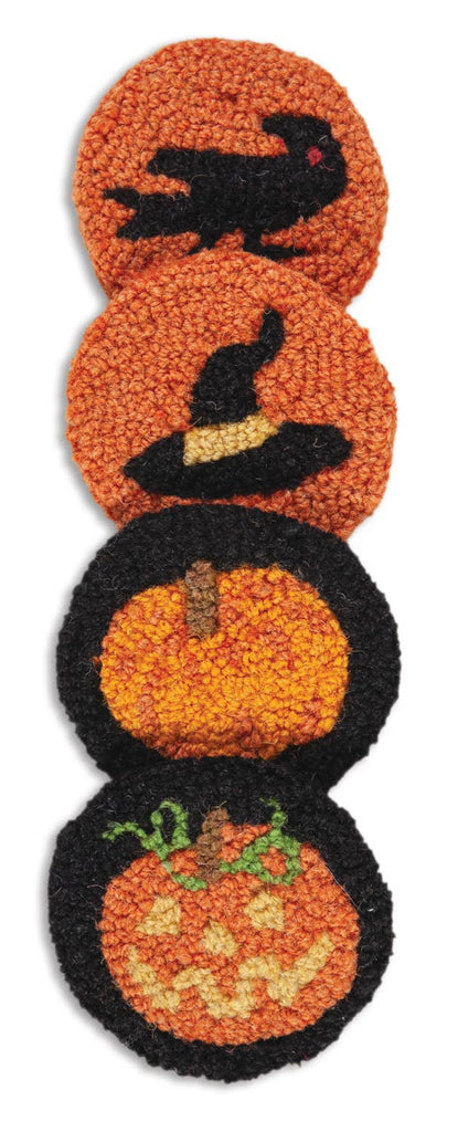 Halloween Hooked Wool Coasters Set