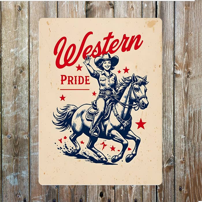Western Pride Cowgirl Metal Sign