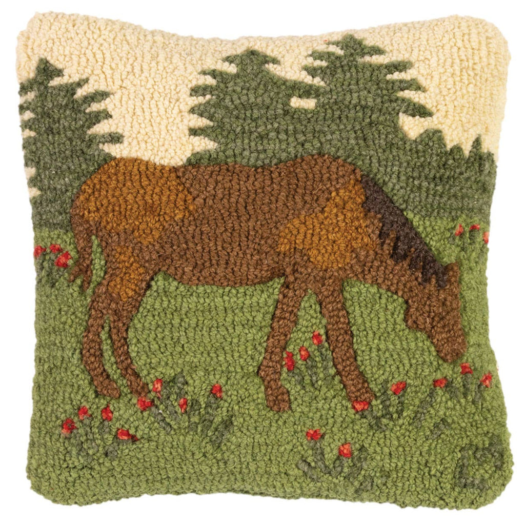 Bay Horse Hooked Cushion