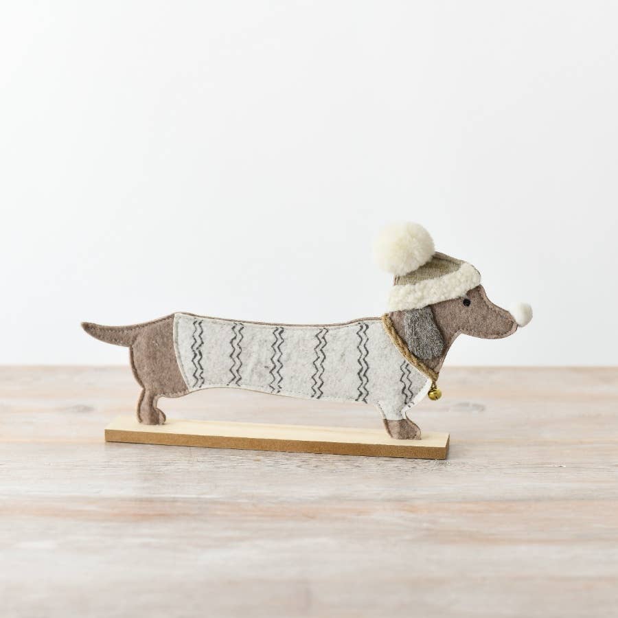 Wintry Felt Dachshund Decoration
