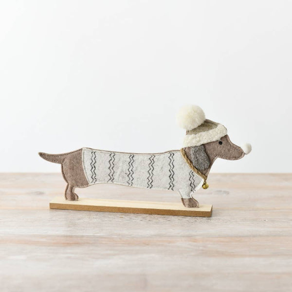 Wintry Felt Dachshund Decoration