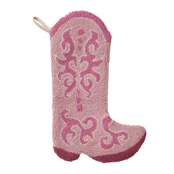 Pink Cowboy Boot Hooked Stocking