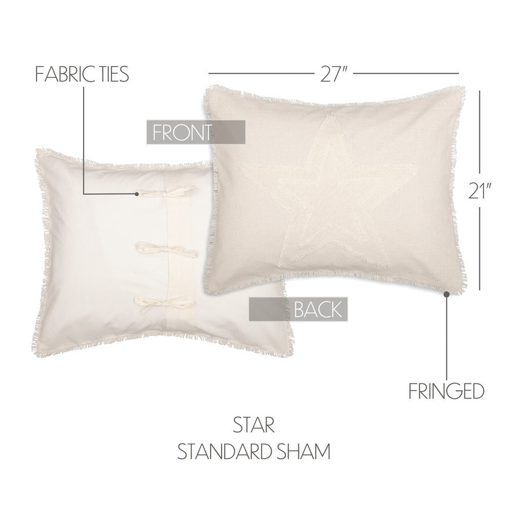 Burlap Antique White Star Pillow Sham