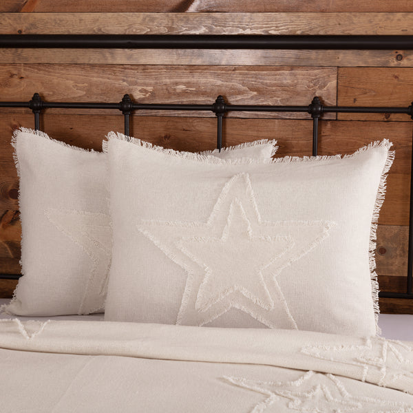 Burlap Antique White Star Pillow Sham