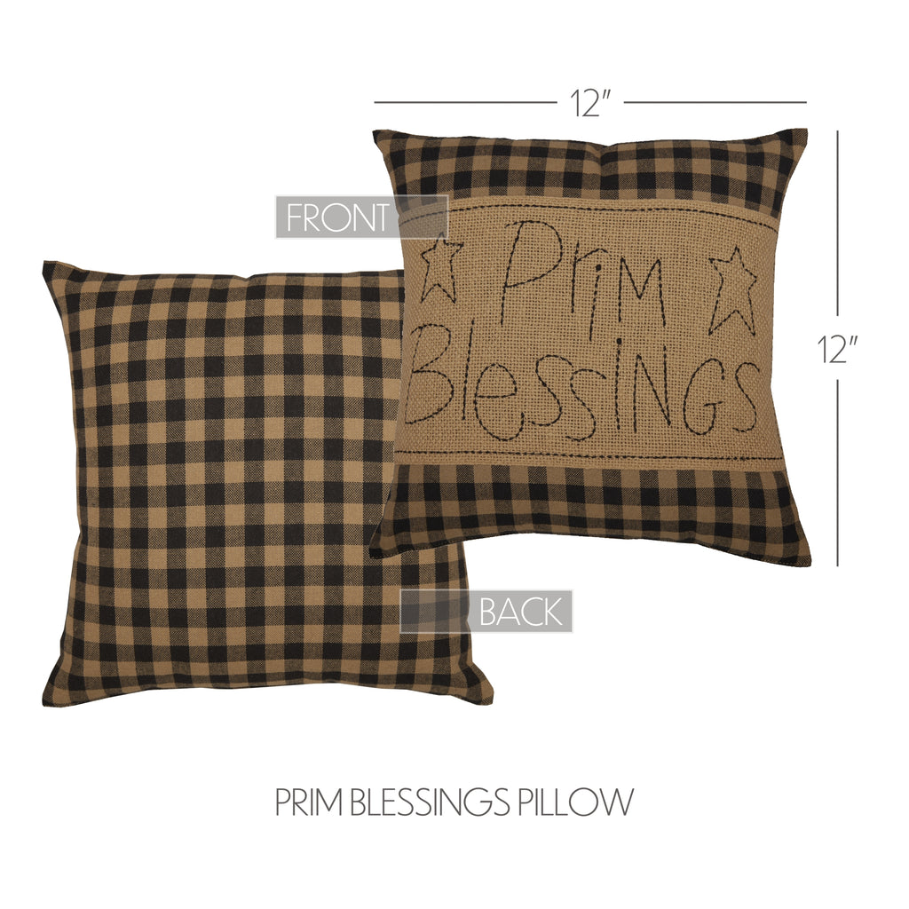 Small Black Check Prim Blessings Cushion