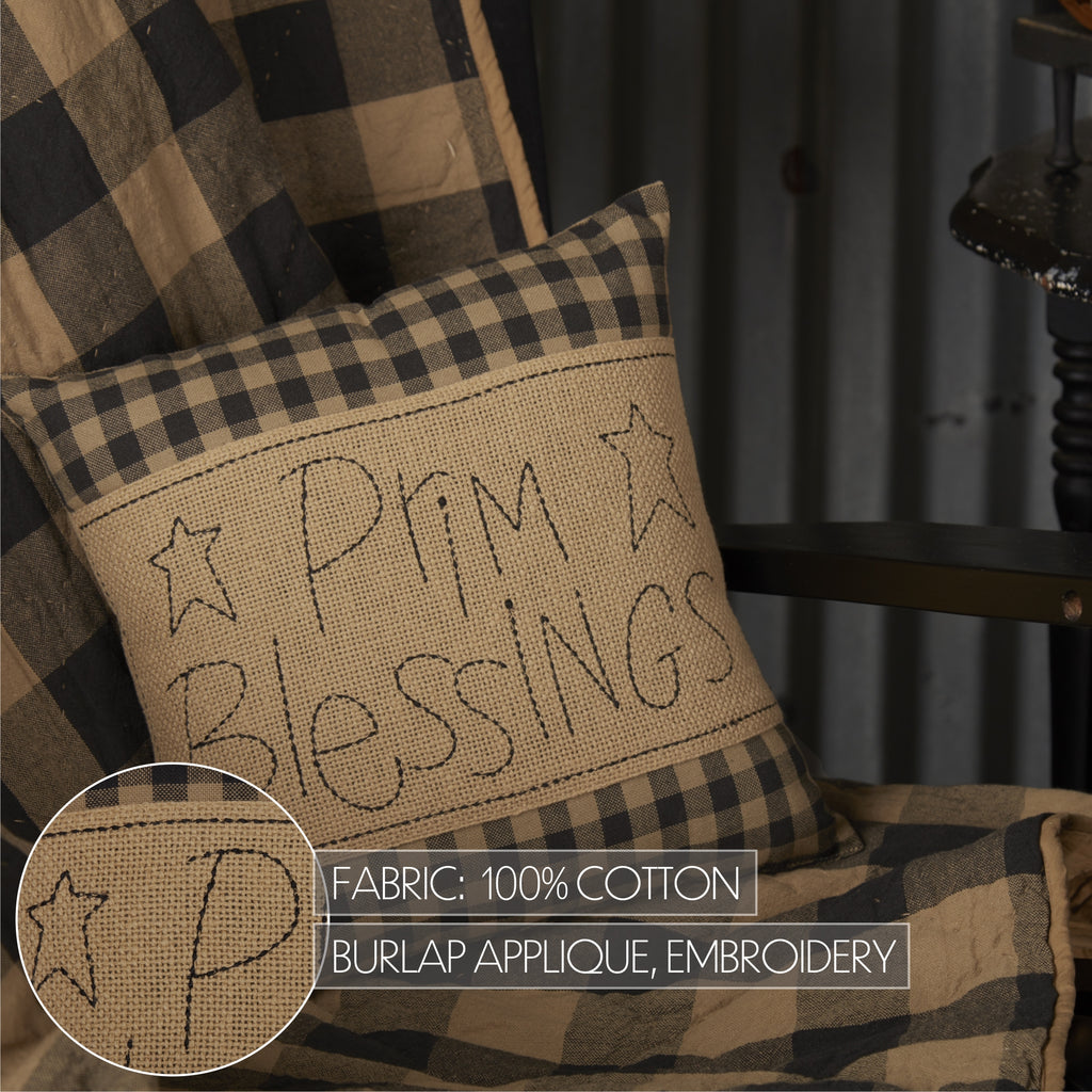 Small Black Check Prim Blessings Cushion