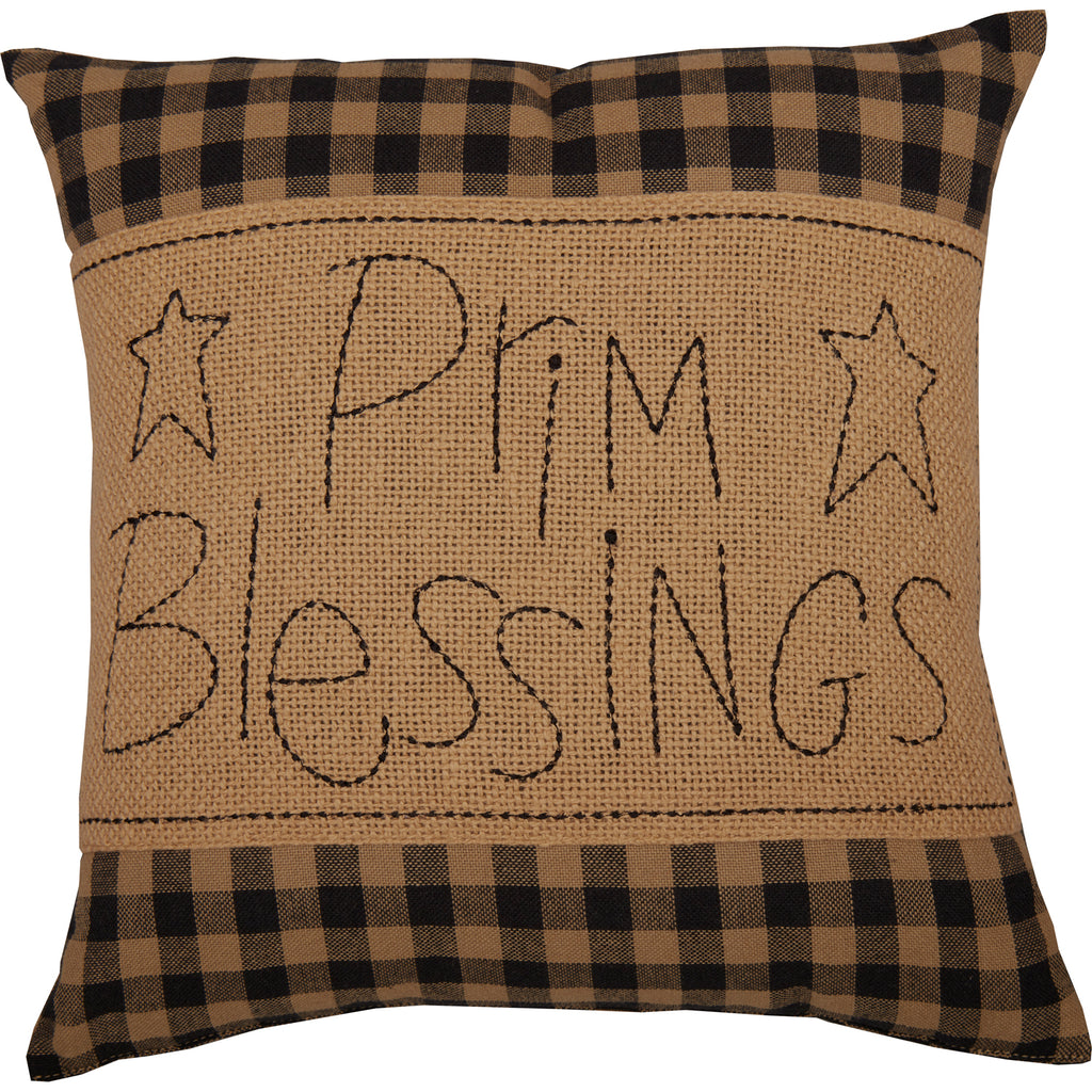 Small Black Check Prim Blessings Cushion