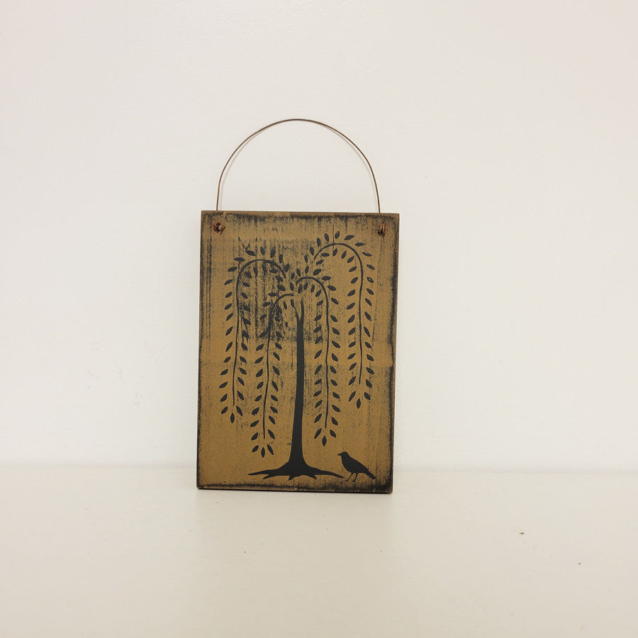 Primitive Willow Tree Wooden Plaque