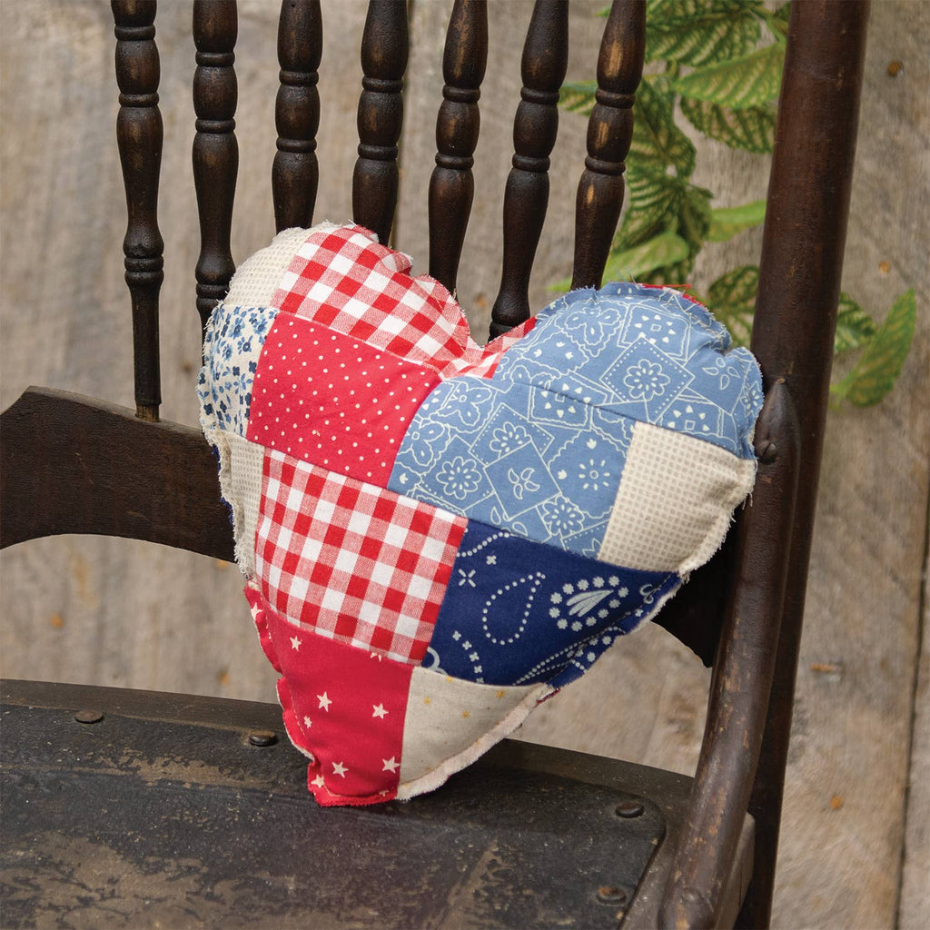 Patchwork Americana Heart Cushion