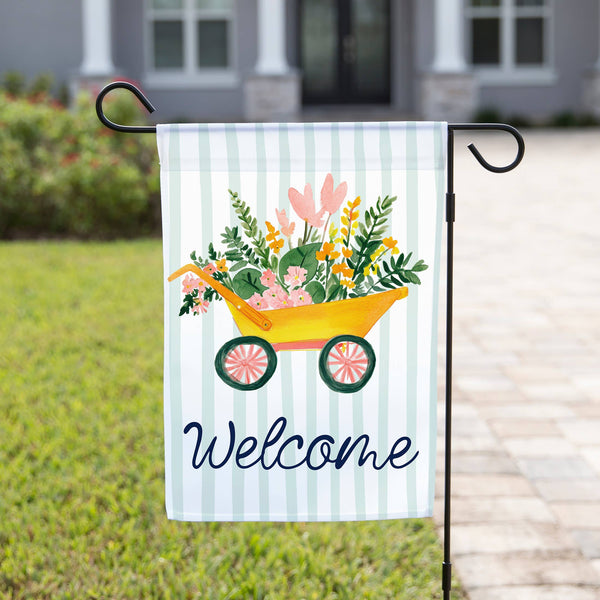 Welcome Foliage Wheelbarrow Garden Flag